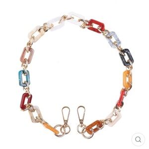 Pom Pom London crossbody purse strap gold marble mix link multi color NEW